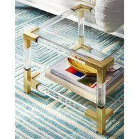 jacques two-tier accent table blocks hand-knotted rug living room - detail styled view 2