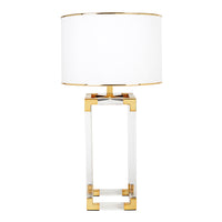 jacques column table lamp clear acrylic brass - front view