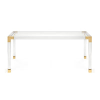 jacques dining table glass top brass clear acrylic frame - front view