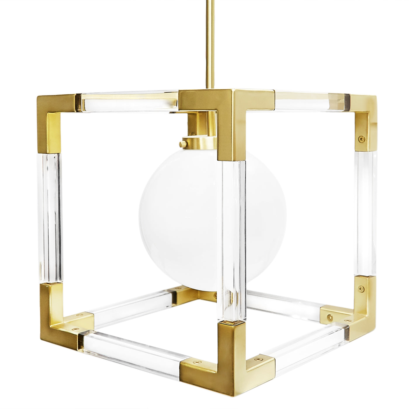 jacques pendant light acrylic clear brass - styled view