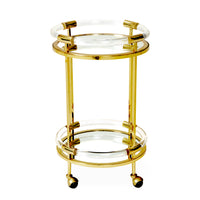 jacques round bar cart acrylic clear frame brass - detail view top