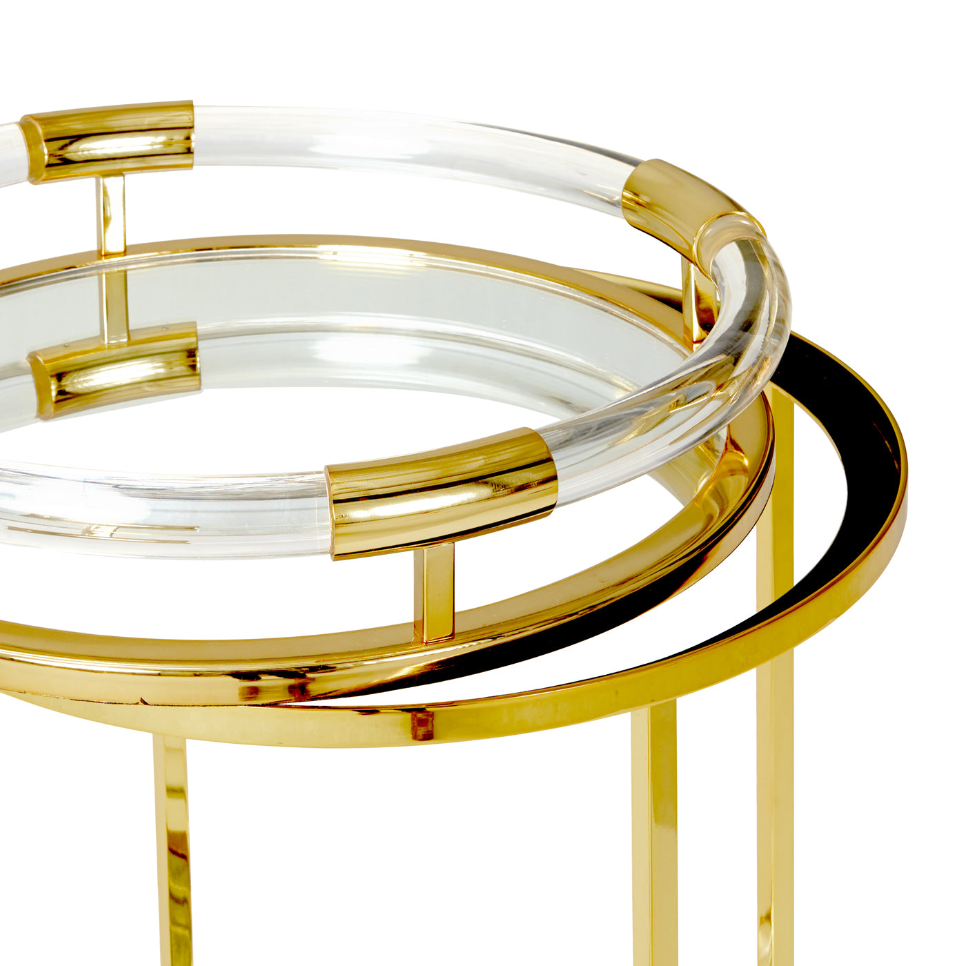 jacques round bar cart acrylic clear frame brass - detail view foot
