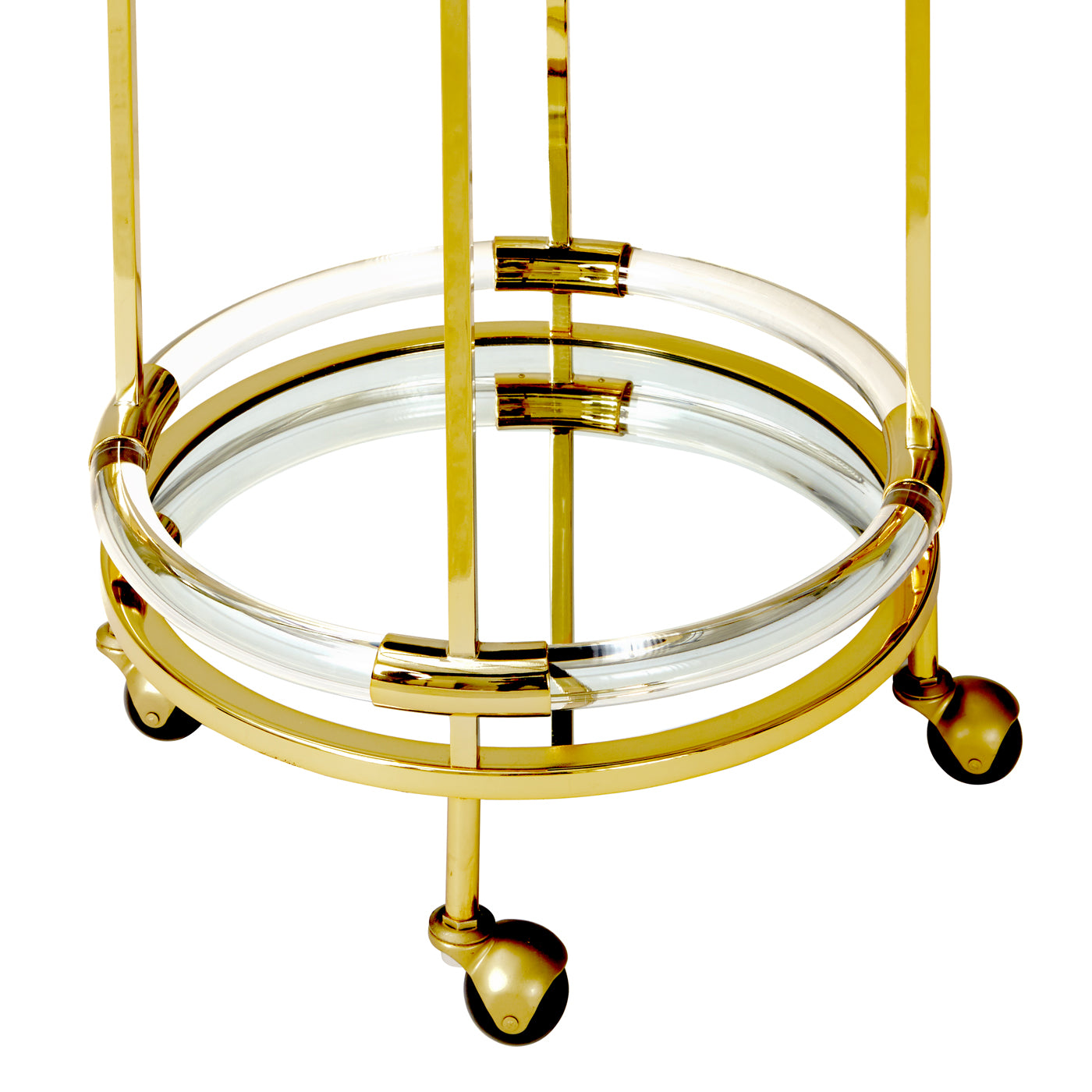 jacques round bar cart acrylic clear frame brass