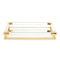 jacques tray clear acrylic brass - front view