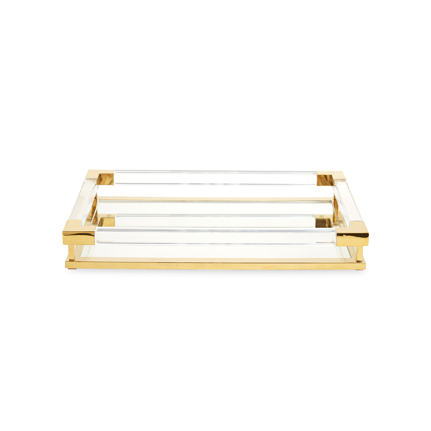 jacques tray small clear acrylic brass - front view
