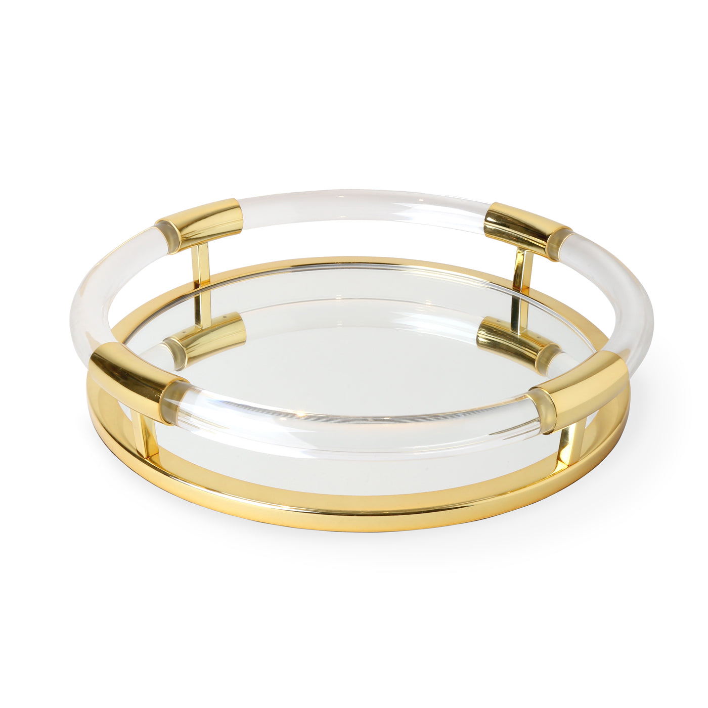 Jacques Round Tray in Acrylic and Brass | Jonathan Adler