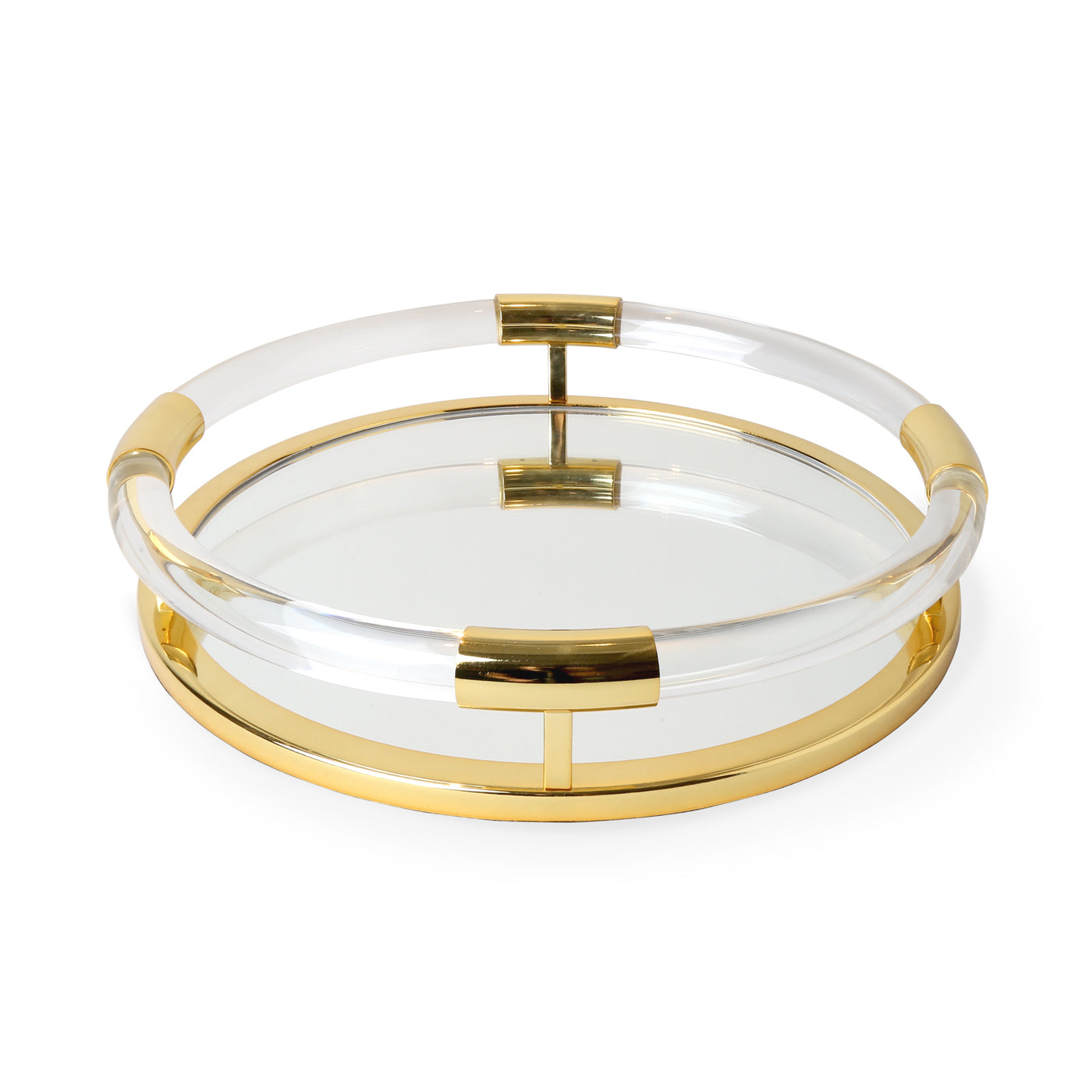 jacques round tray clear acrylic brass - view 2