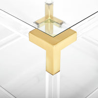 jacques two-tier accent table glass shelves brass clear acrylic frame - detail view 2