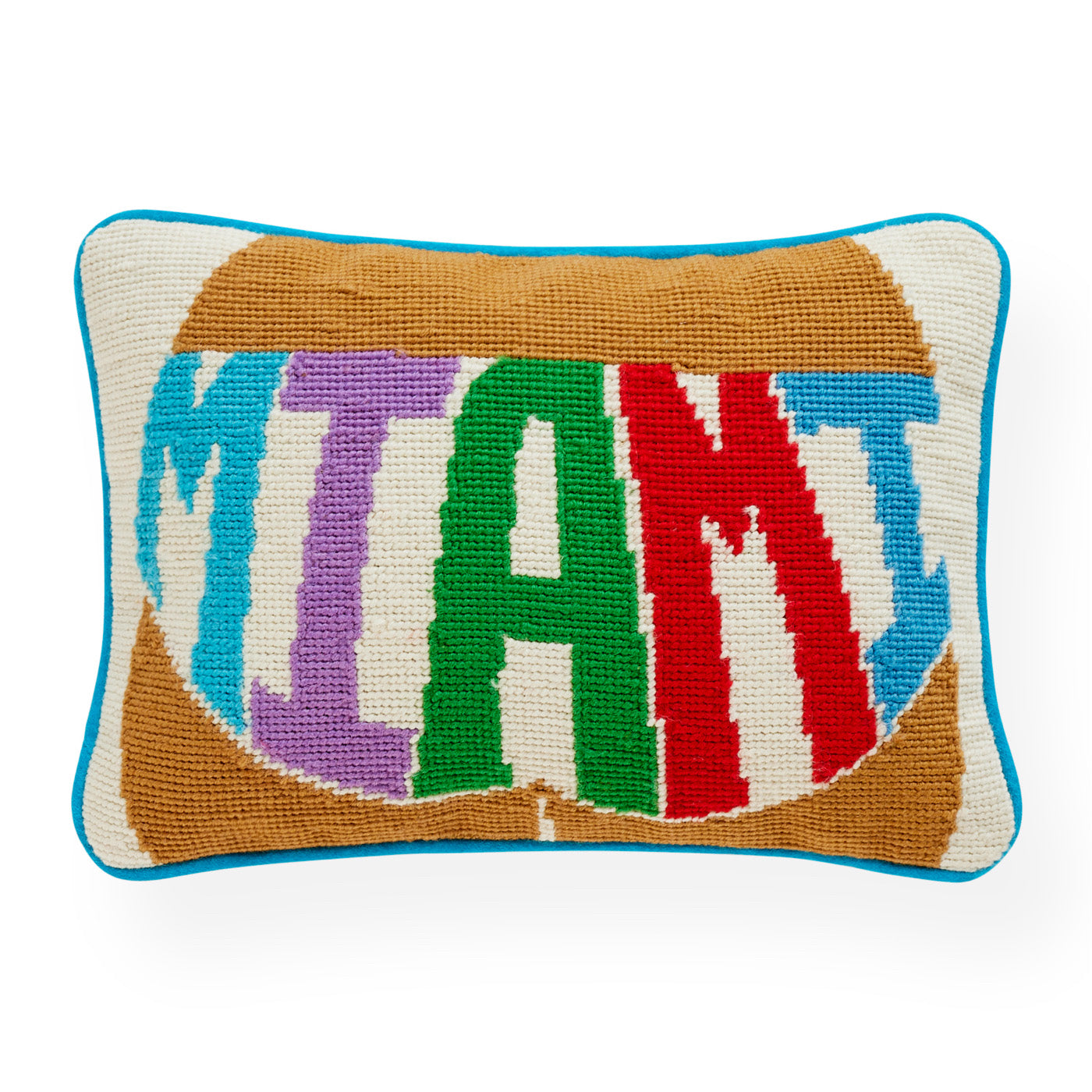 jet set miami cushion needlepoint multicolor - front view