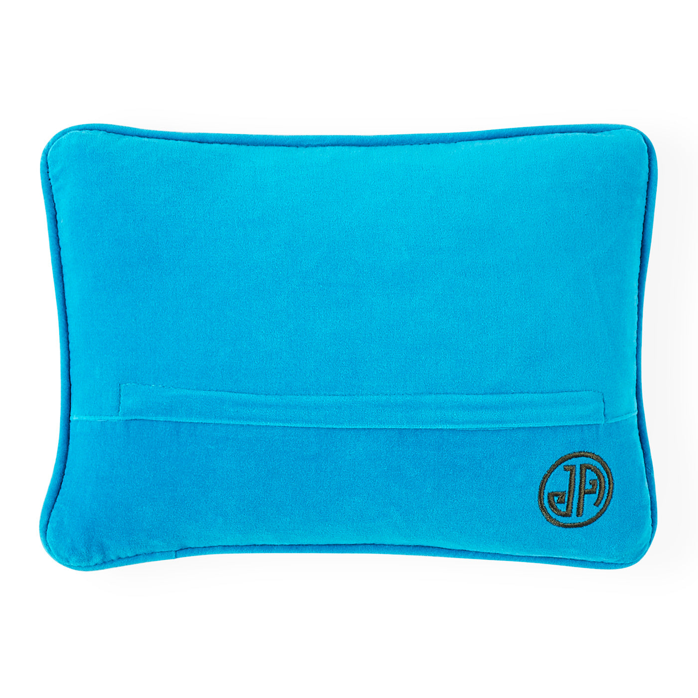 jet set miami cushion needlepoint blue velvet - back view