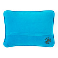 jet set miami cushion needlepoint blue velvet - back view
