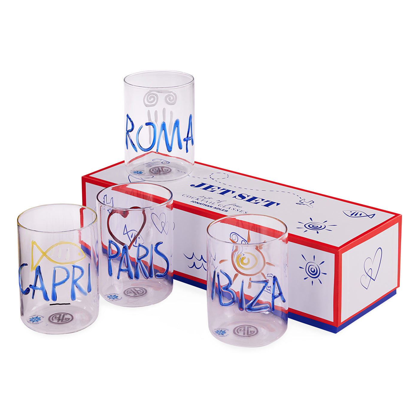 Jet Set Glassware Set in Glass | Jonathan Adler