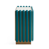 kiki cabinet blue lacquer brass - side view