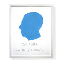 carter kustera custom silhouette and text portrait 19x15 blue jonathan - front view