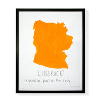carter kustera custom silhouette and text portrait 19x15 orange liberace dog - front view