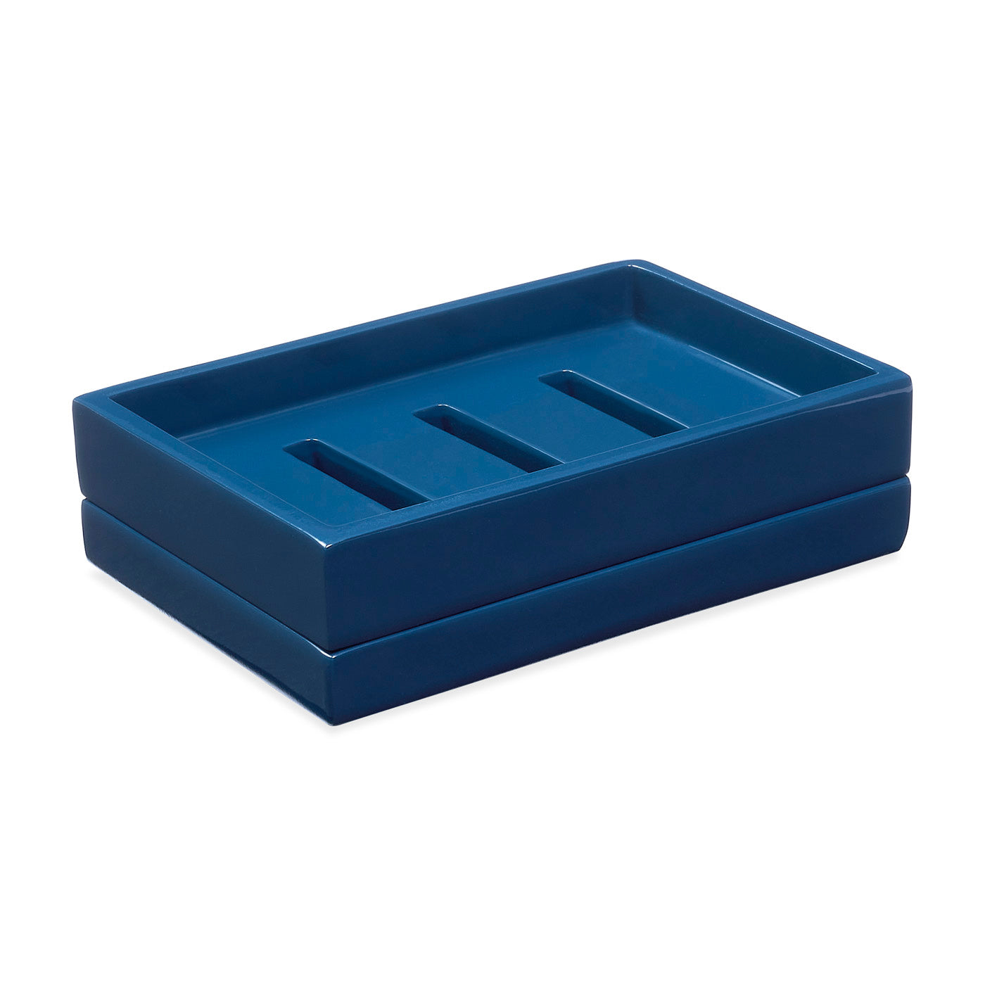 lacquer soap dish navy - angle view