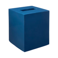 lacquer tissue box navy - angle view