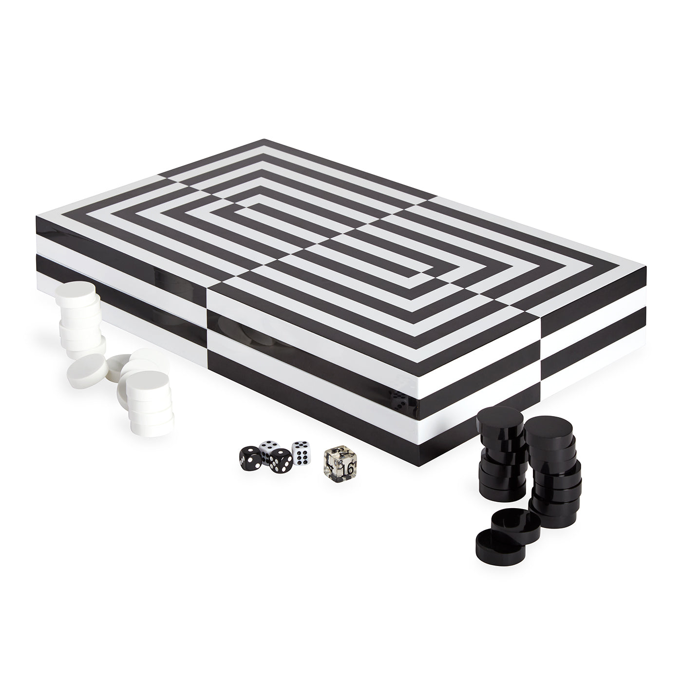 op art backgammon set partially open - styled view
