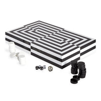 op art backgammon set partially open - styled view