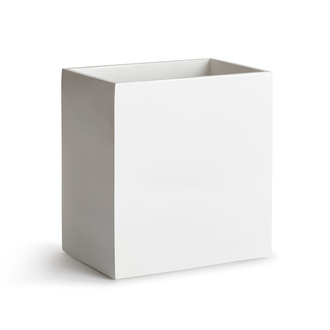 lacquer waste basket white - angle view