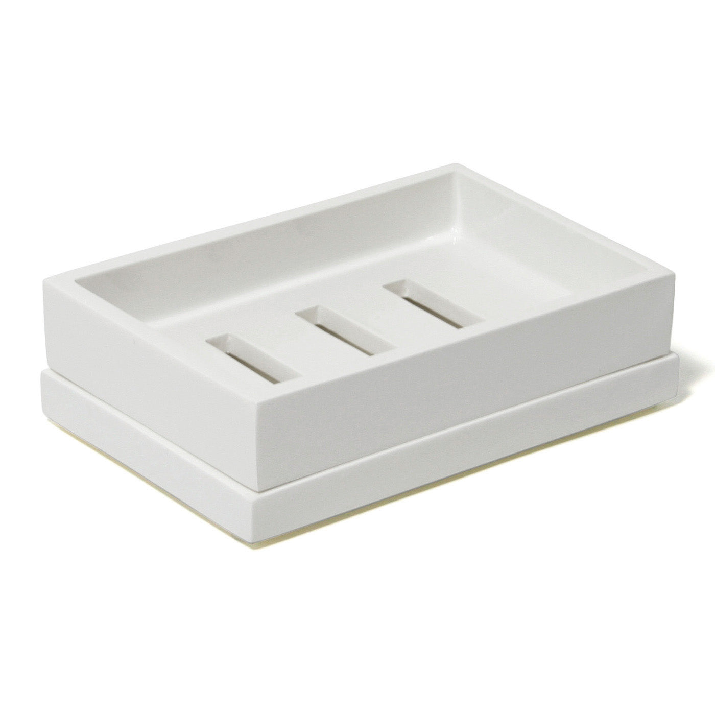 lacquer soap dish white - angle view