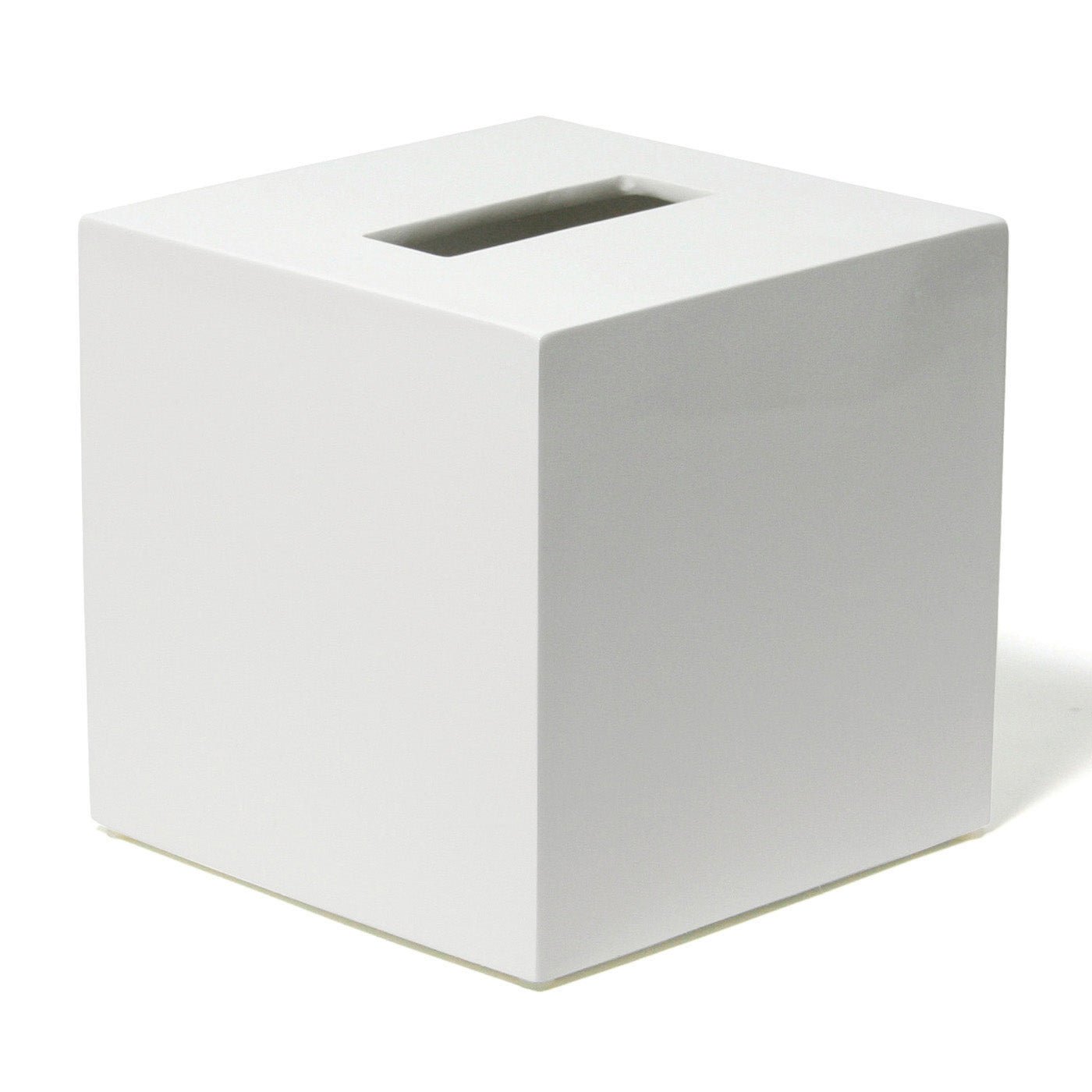 lacquer tissue box white - angle view