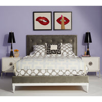 lampert king bed lips beaded wall art channing large end tables bedroom - styled view
