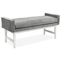 lampert bench brussels charcoal velvet white wood base - angle view