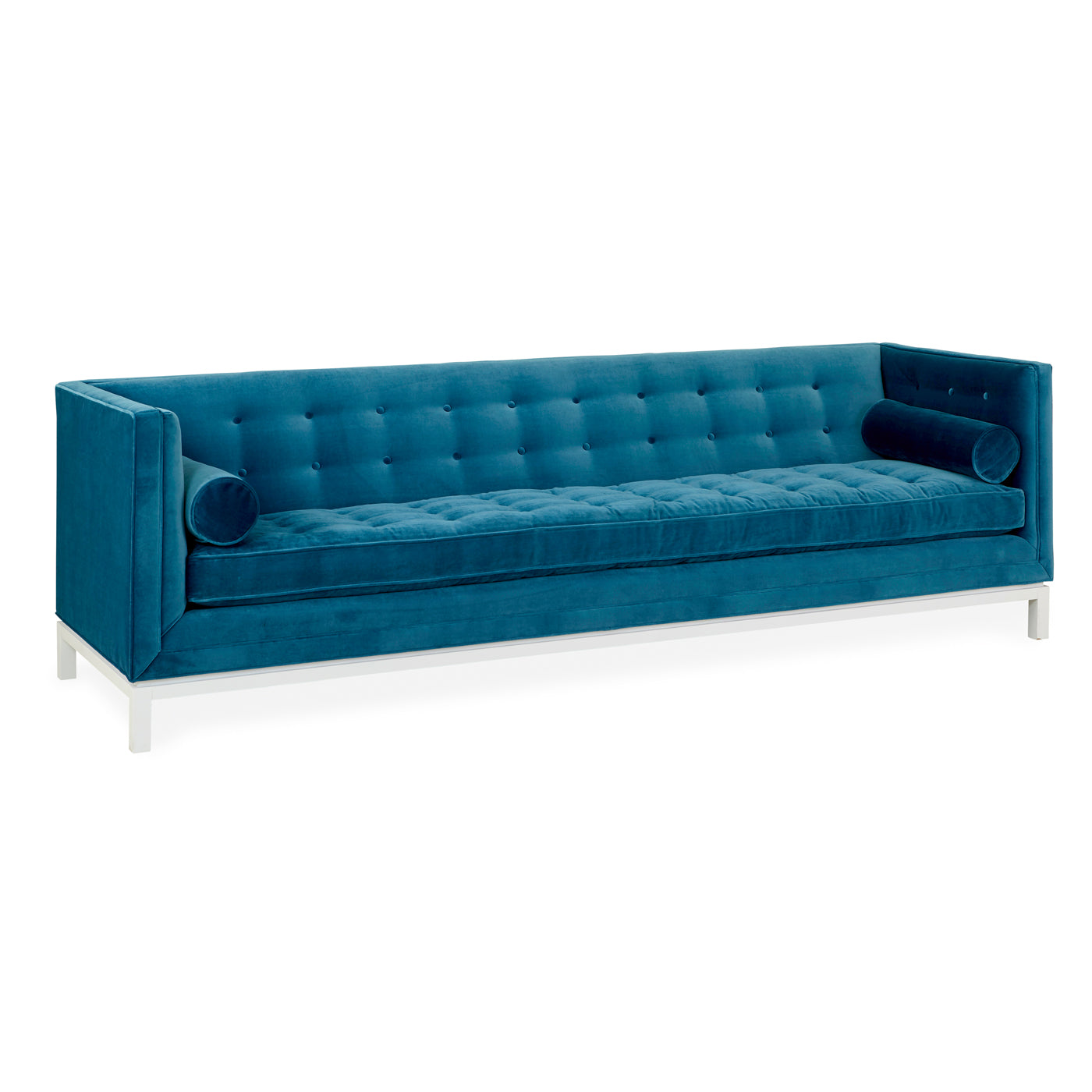 lampert grand sofa venice peacock velvet base white - back view