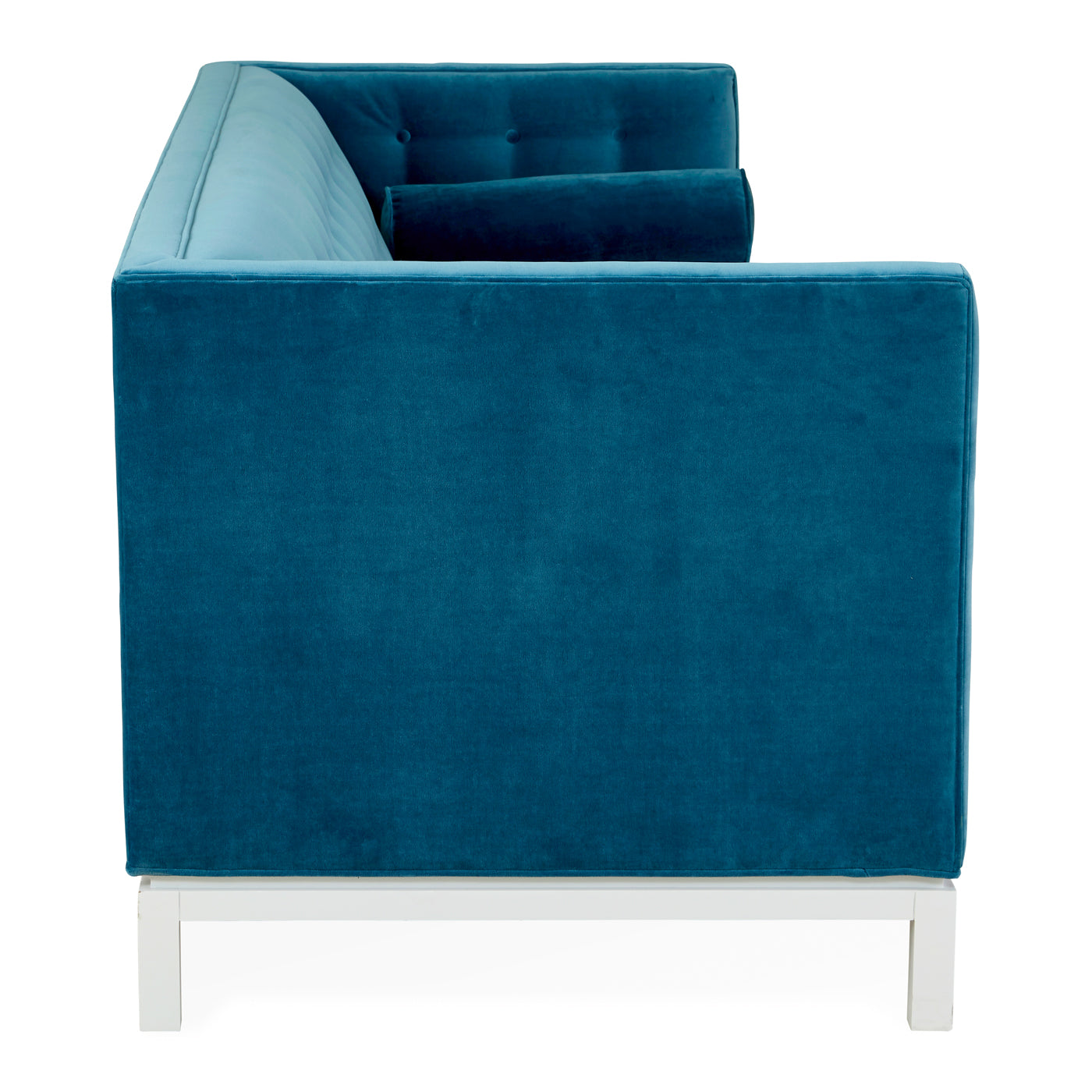 lampert grand sofa venice peacock velvet base white - side view