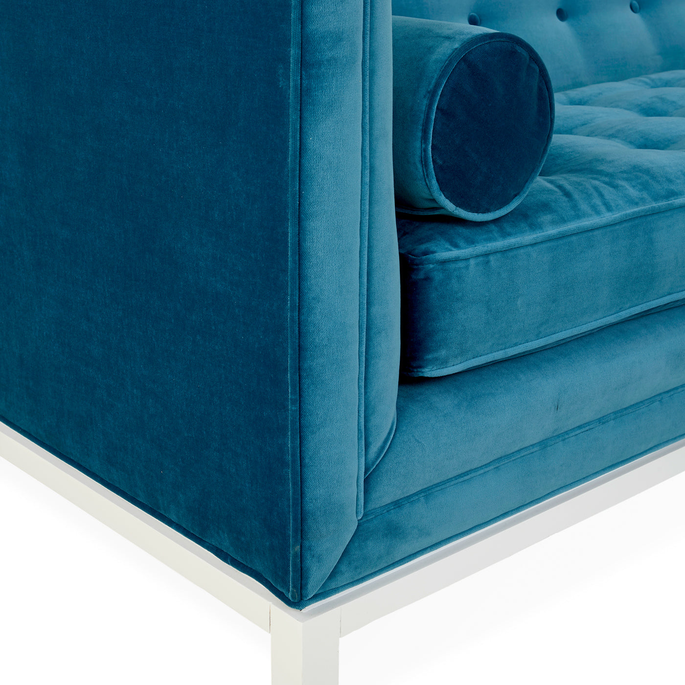 lampert grand sofa venice peacock velvet base white - angle view 2
