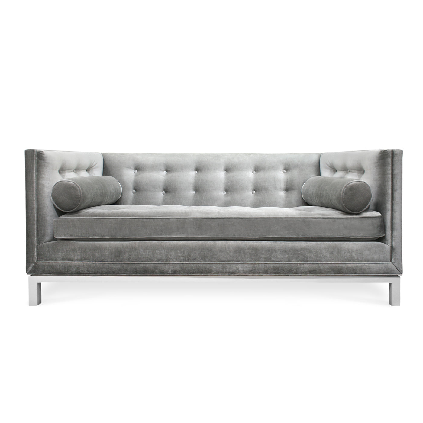 lampert loveseat brussels charcoal velvet white base - front view