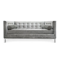 lampert loveseat brussels charcoal velvet white base - front view