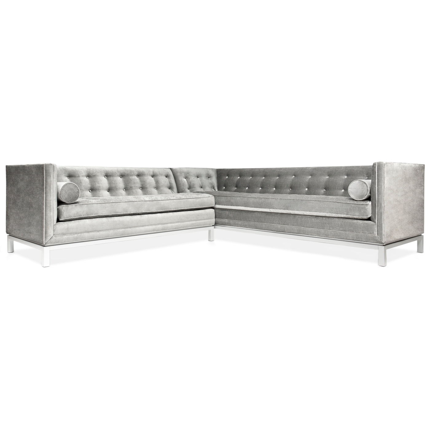 lampert sectional left arm facing brussels charcoal velvet white base - angle view