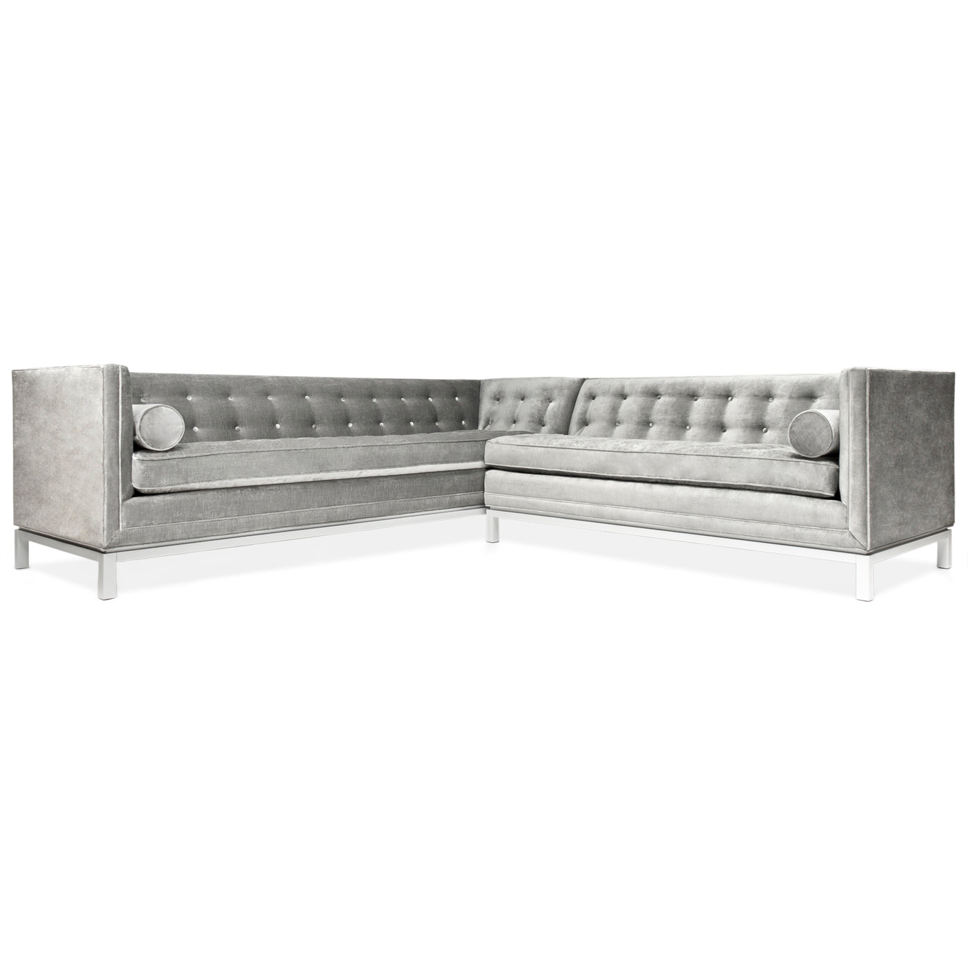 lampert sectional right arm facing brussels charcoal velvet white base - angle view