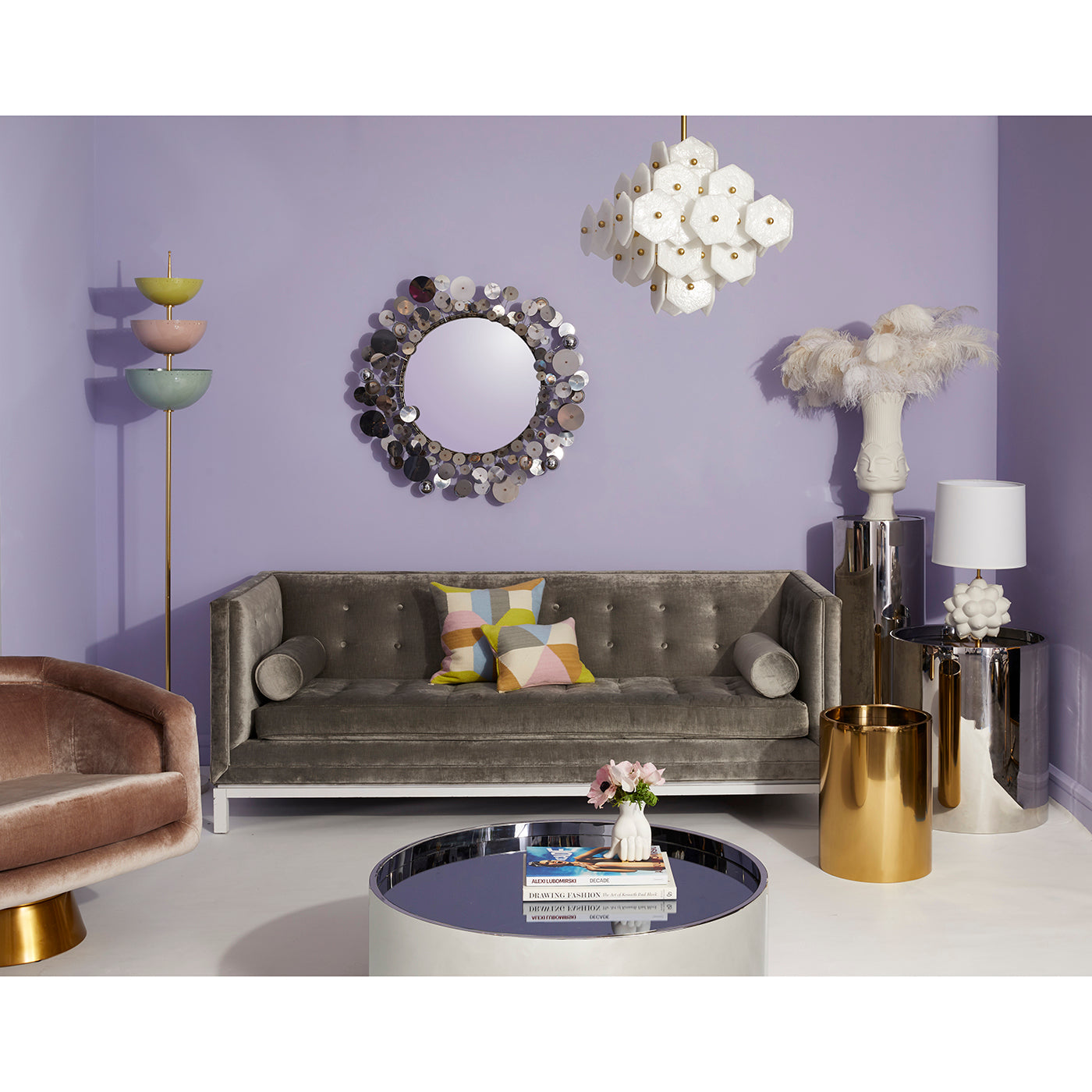 alphaville pedestal lampert sofa living room - styled view