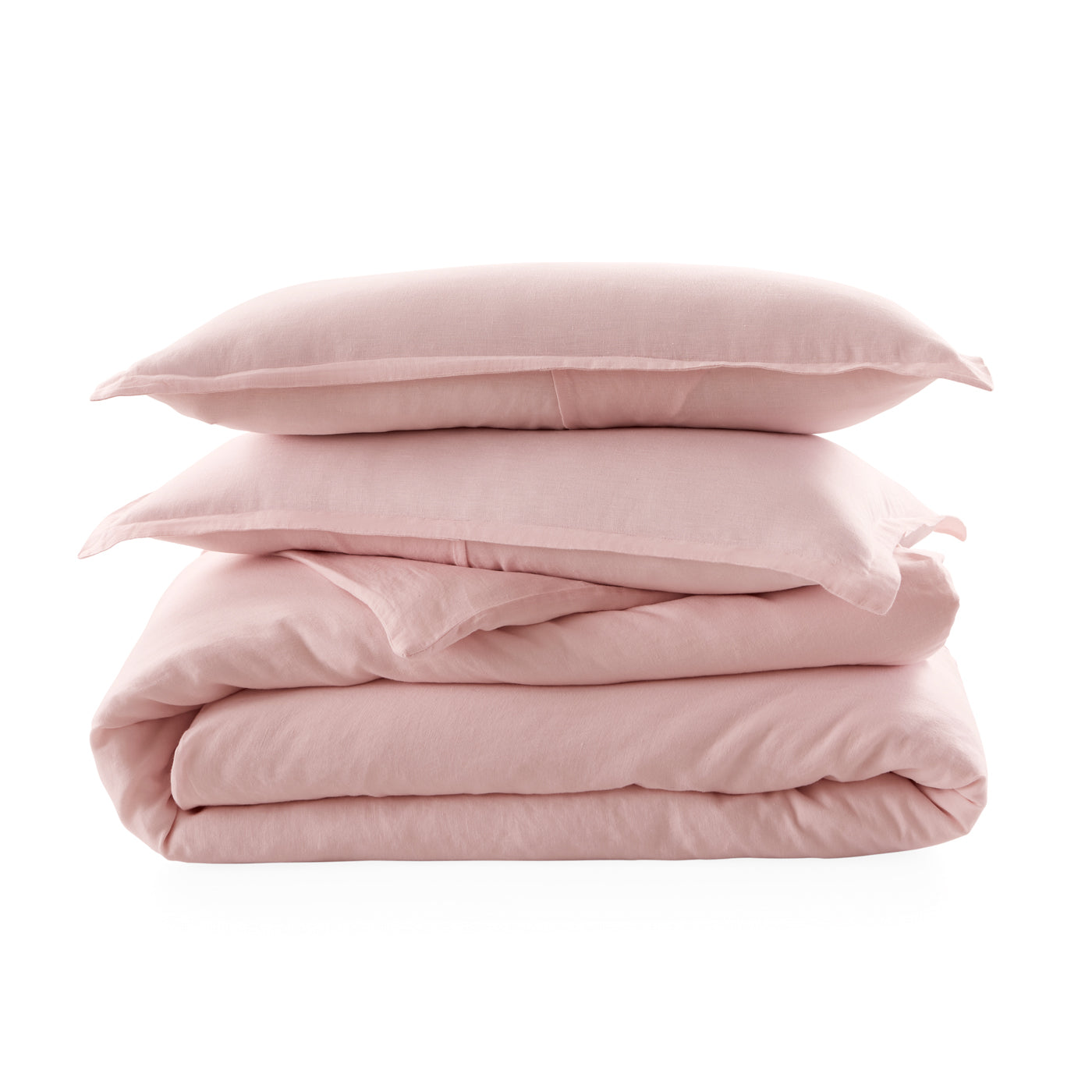 getaway linen duvet set blush - folded view