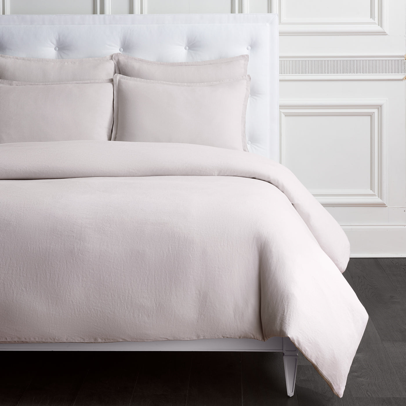 linen duvet set pale grey - folded view