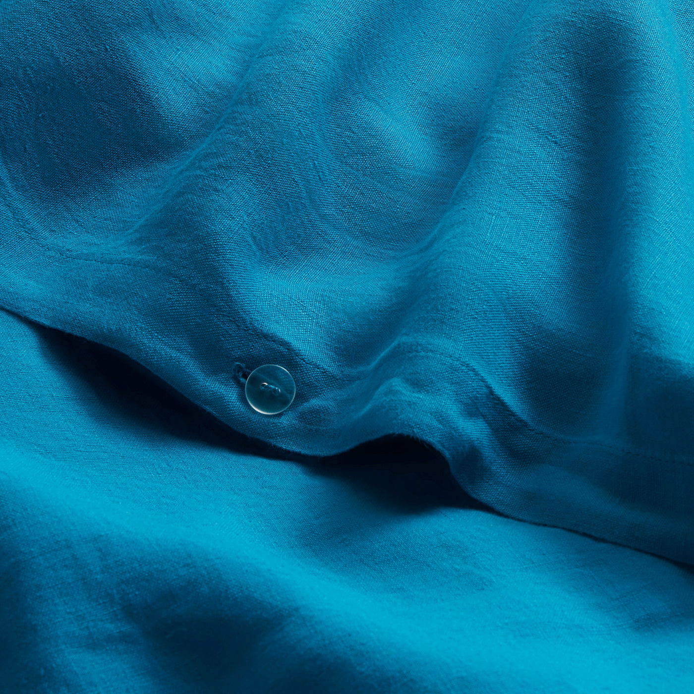getaway linen duvet set teal - detail view