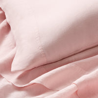 getaway linen sheet set blush - detail view