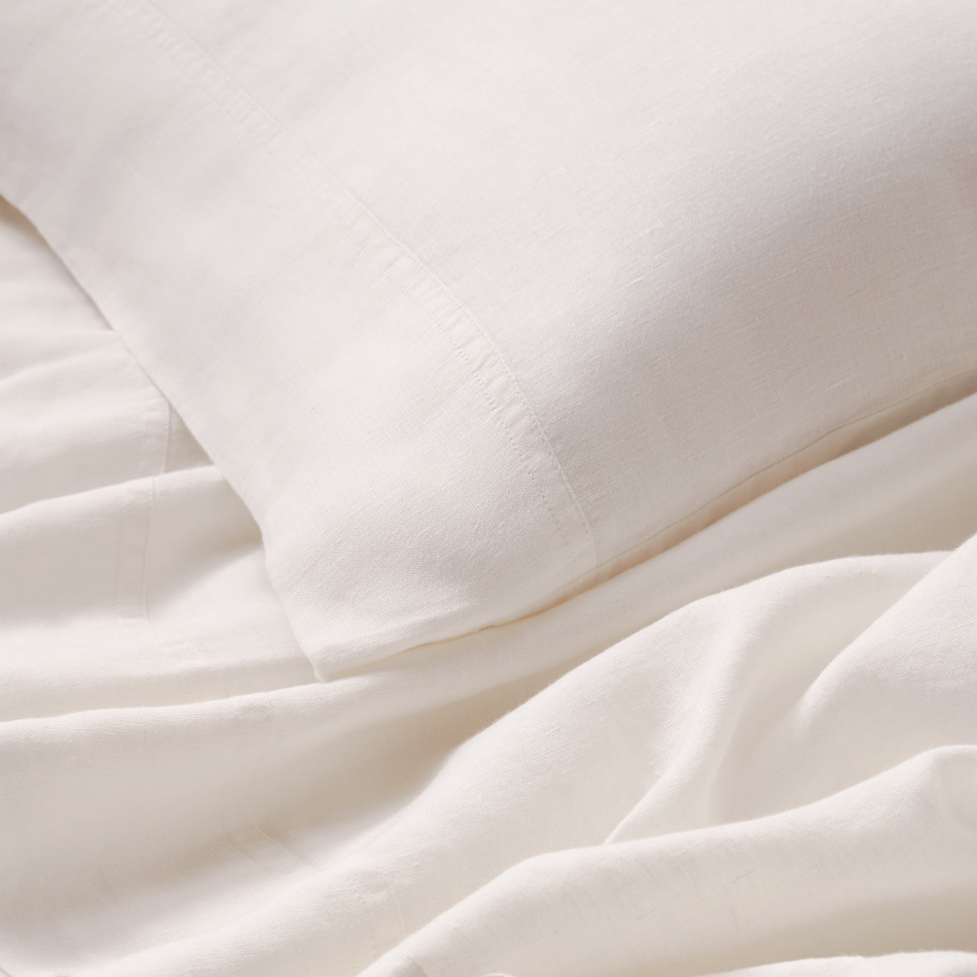 getaway linen sheet set ivory - detail view