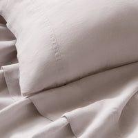 getaway linen sheet set pale grey - detail view
