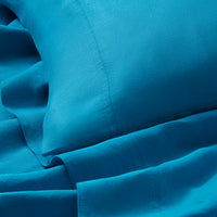 getaway linen sheet set teal - detail view