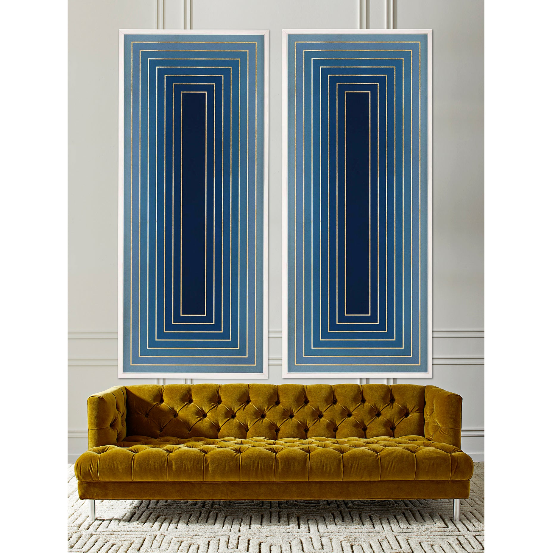 look within print baxter t-arm sofa - styled view