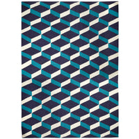 lorenzo reversible peruvian flat weave rug blue 4x6 - front view