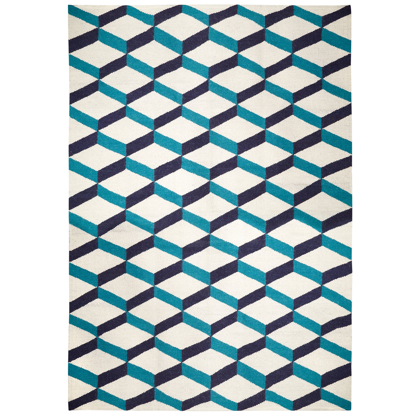 lorenzo reversible peruvian flat weave rug blue - back view