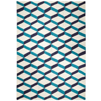 lorenzo reversible peruvian flat weave rug blue - back view