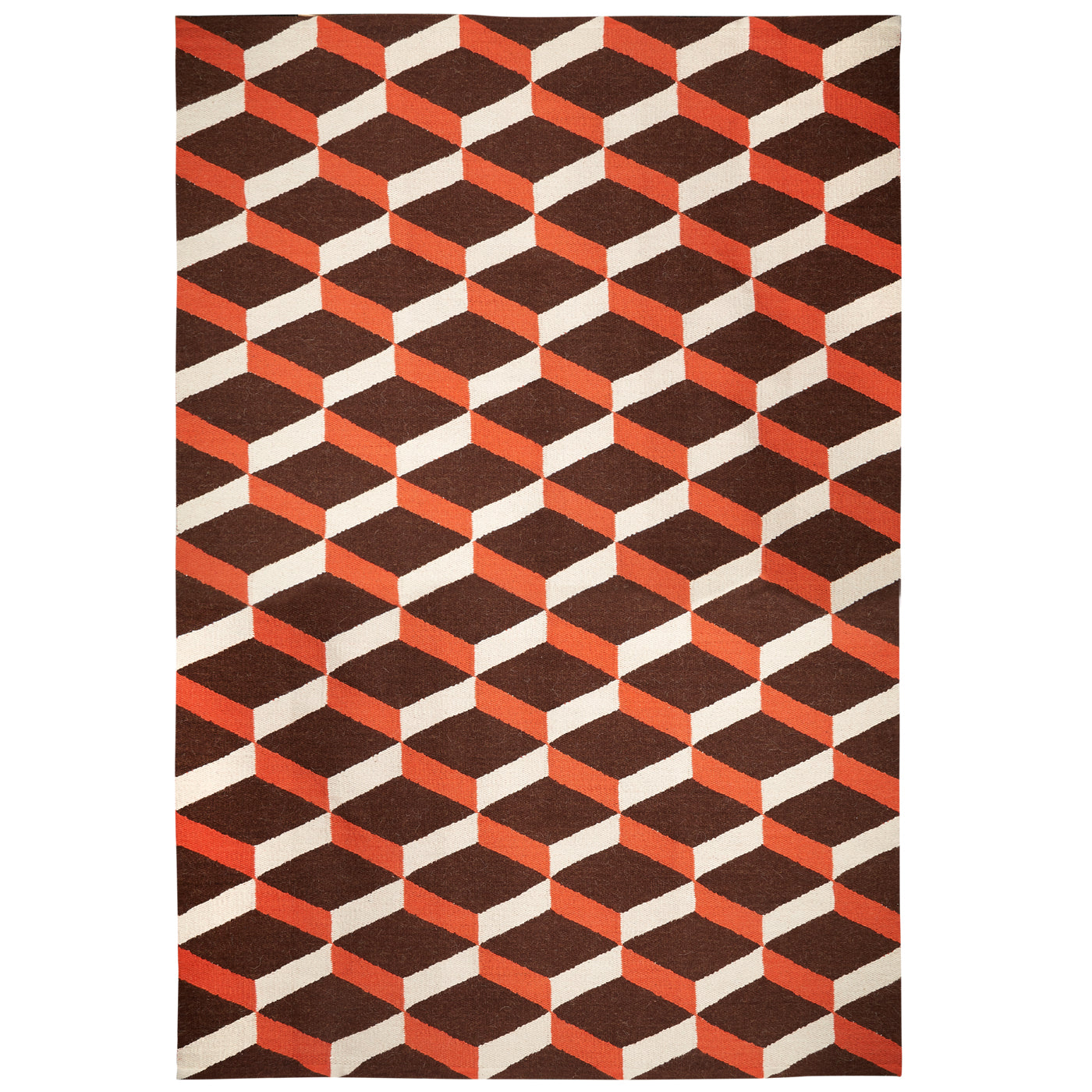 lorenzo reversiblle peruvian flat weave rug orange brown 8x10 - front view