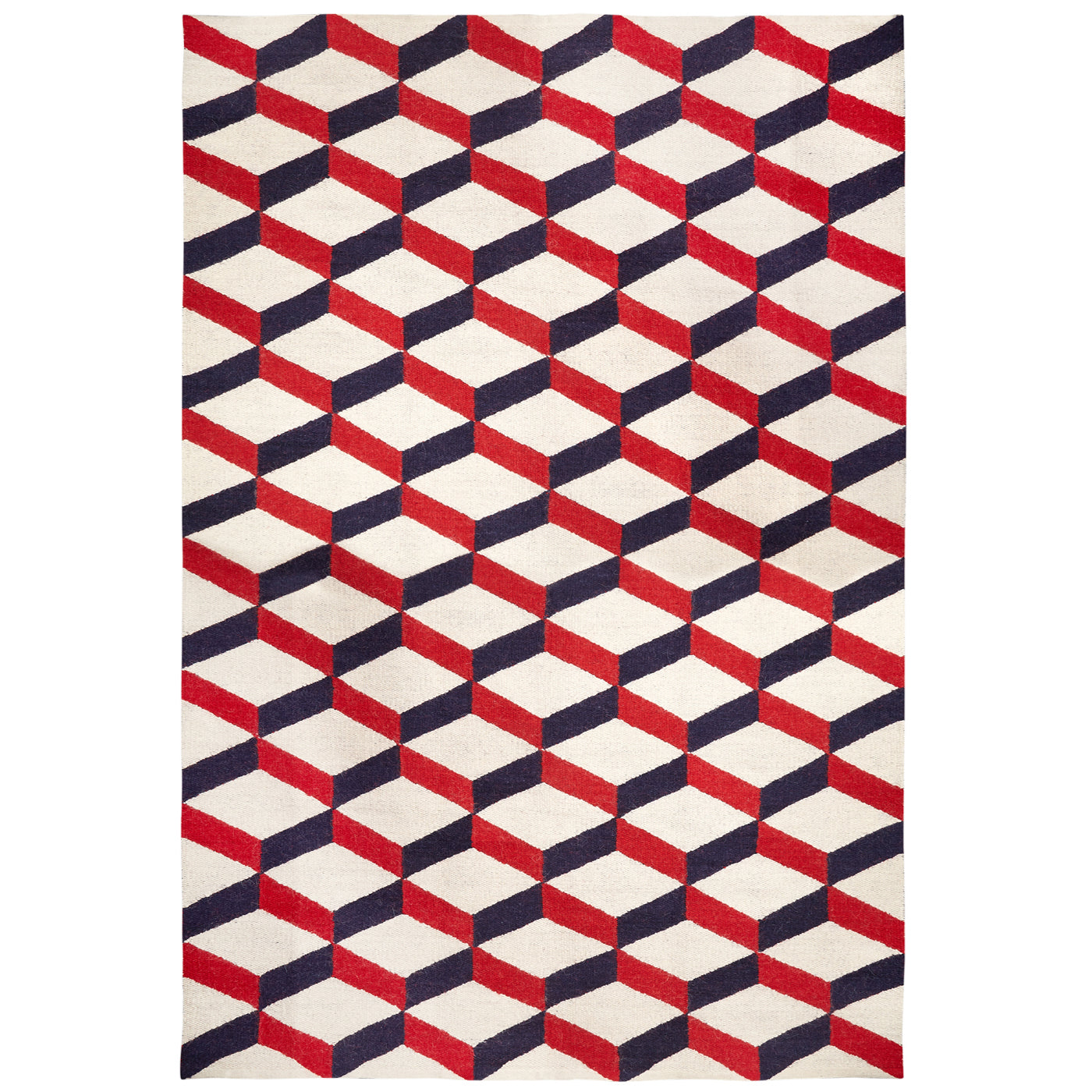 lorenzo reversible peruvian flat weave rug red - back view