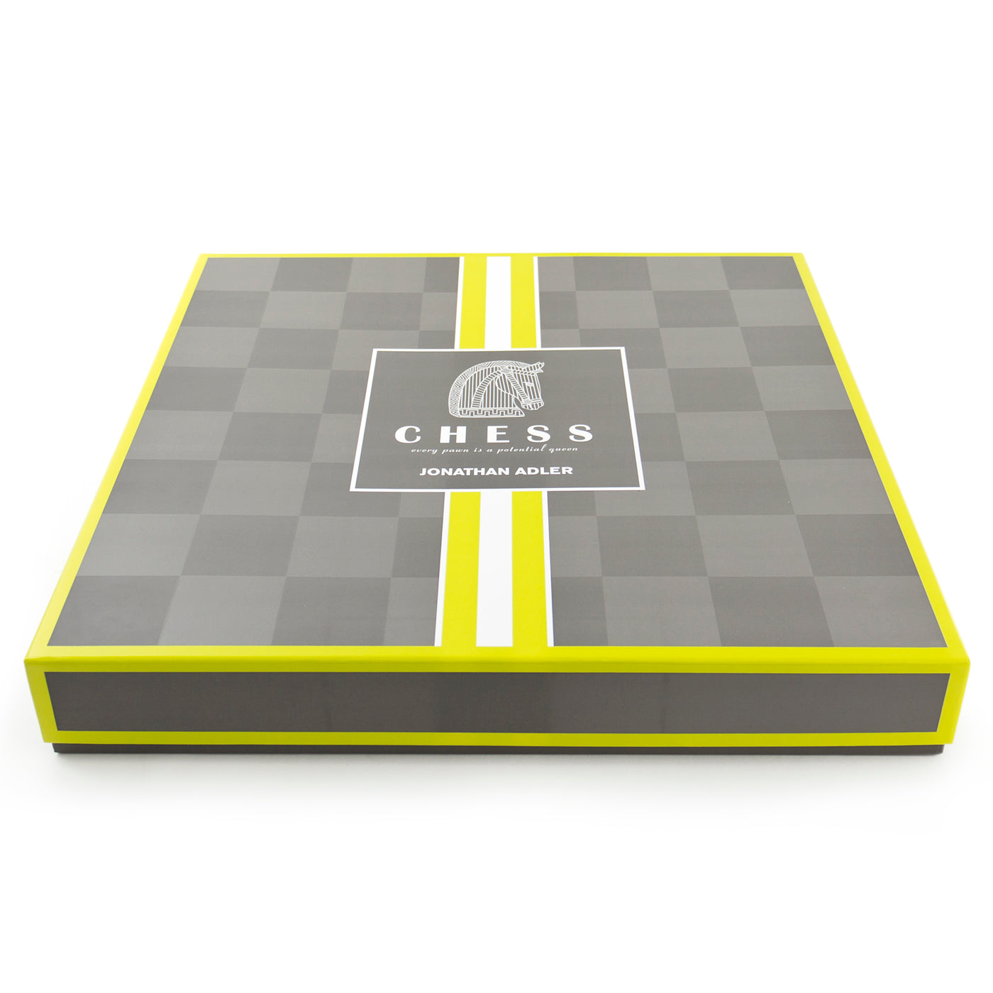 acrylic chess set black and clear box - front view